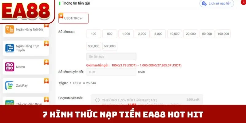 7 hình thức nạp tiền EA88 hot hit